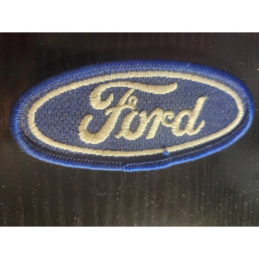 Ford Blue Oval Logo Embroidered Sew-On Patch Automotive Script 4x2 Inch